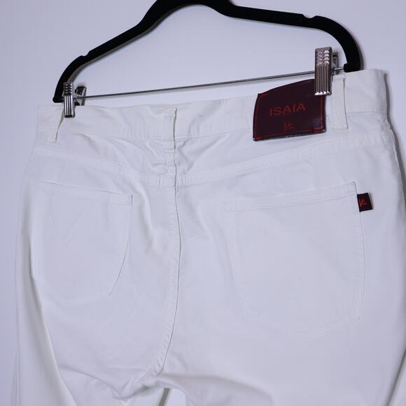 ISAIA Napoli Straight Jean White Mid Rise Cotton Stretch Casual Men's 54 / US 38 - Picture 7 of 12
